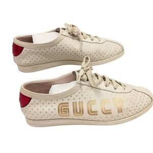 Gucci Falacer SNEAKERS Sega Guccy logo stars size US 9 Ivory RED Gold BEES $1000